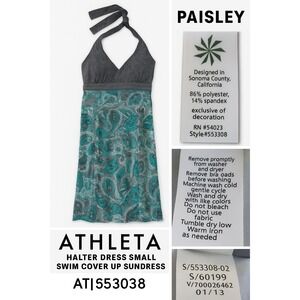 Athleta‎ Pack Everywhere Sz 4 Halter Dress Paisley Swim Cover Up Babydoll Beach